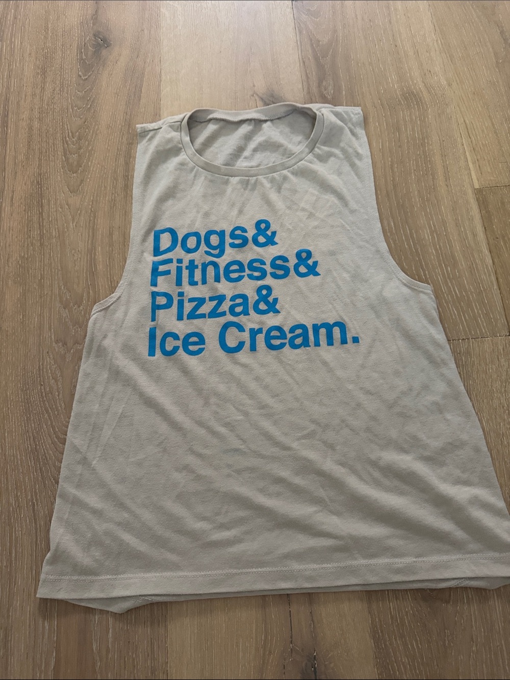 Light Gray Tank Top Dogs & Fitness& Pizza& Ice cream